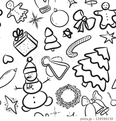 Christmas seamless pattern in doodle style 139599130