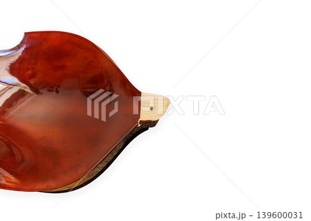 Broken contrabass neck joint isolated on white background with copy space Broken contrabass neck joint isolated on white background with copy space 139600031