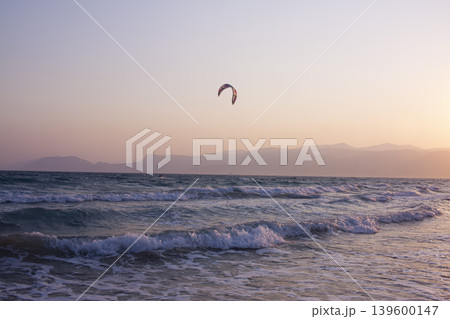 sunrise kite on the beach. sunset sunrise kite on the beach. sunset 139600147