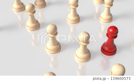Red Chess Pawn Leadership Strategy 3d render. Red Chess Pawn Leadership Strategy 3d render. 139600573