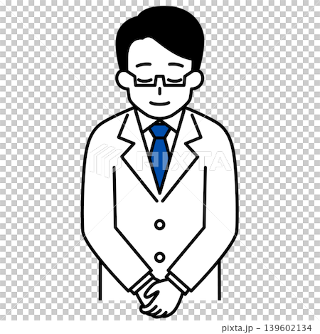 一位男醫生鞠躬 一位男醫生鞠躬 139602134
