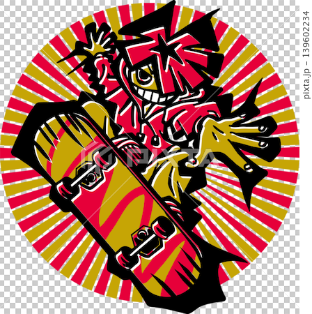 滑板插圖 <男孩,兒童,滑板,運動,速度線> 滑板插圖 <男孩,兒童,滑板,運動,速度線> 139602234