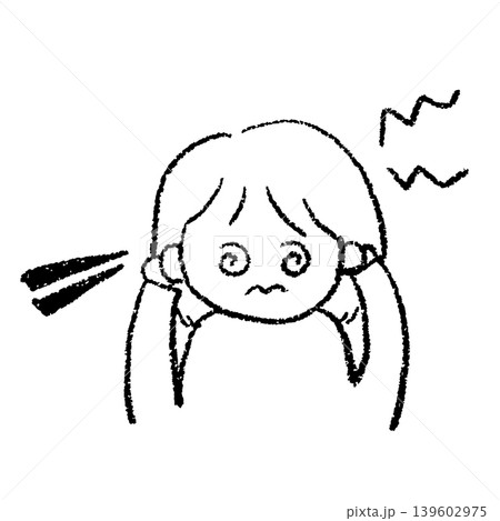 更年期障害で耳鳴りと頭痛に悩む女性の手描きイラスト 更年期障害で耳鳴りと頭痛に悩む女性の手描きイラスト 139602975