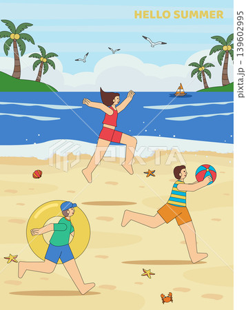 Refreshing summer vacation illustration 139602995