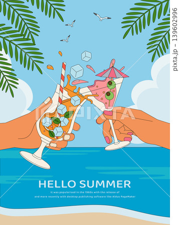 Refreshing summer vacation illustration 139602996