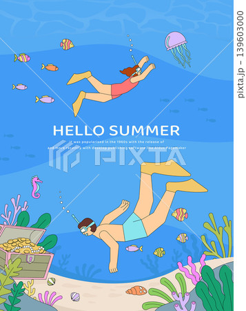 Refreshing summer vacation illustration 139603000