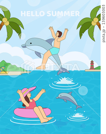 Refreshing summer vacation illustration 139603003