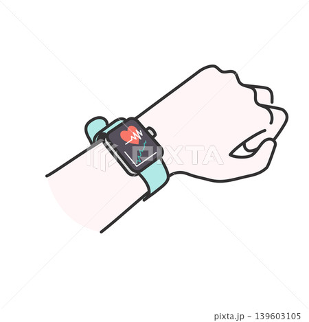 健康データを測定するスマートウォッチ 医療DXイメージのイラスト 139603105