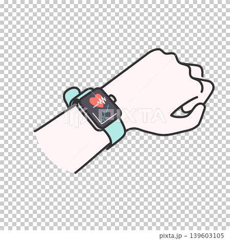 健康データを測定するスマートウォッチ 医療DXイメージのイラスト 139603105