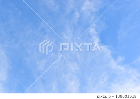 beautiful blue sky and white fluffy group of clouds with sunrise in the morning, natural background 139603619