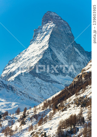 Scenic view of Matterhorn mountain peak, Switzerland Scenic view of Matterhorn mountain peak, Switzerland 139603985