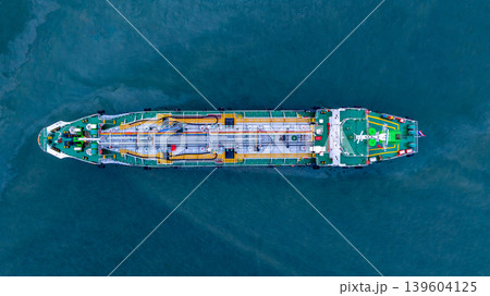 Aerial view oil and gas tanker ship freight shipping oil and gas, Global business freight shipping import export logistic transportation oil and gas product tanker ship, Sea freight oil product tanker 139604125