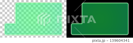Shining green neon stepped frame with transparent and black backgrounds - decorative UI material Shining green neon stepped frame with transparent and black backgrounds - decorative UI material 139604341