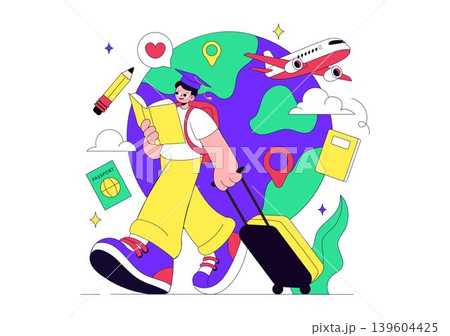 Study Abroad Vector Illustration Featuring International Education, Student Travel, Passport and Global Learning Design 139604425