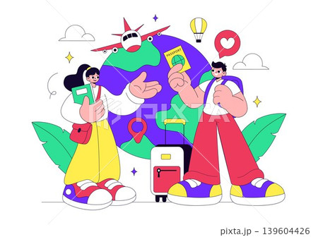 Study Abroad Vector Illustration Featuring International Education, Student Travel, Passport and Global Learning Design Study Abroad Vector Illustration Featuring International Education, Student Travel, Passport and Global Learning Design 139604426