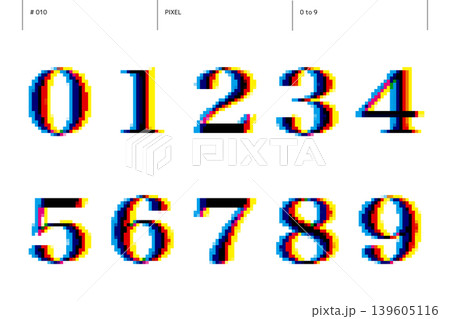 ピクセルの0から9までの数字のセット_010 ピクセルの0から9までの数字のセット_010 139605116