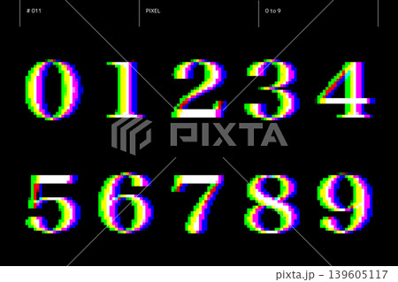 ピクセルの0から9までの数字のセット_011 ピクセルの0から9までの数字のセット_011 139605117