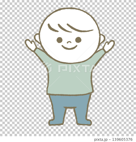 Child waving, light blue Child waving, light blue 139605376