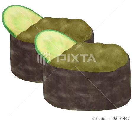 2個のカニ味噌の軍艦巻きのイラスト 139605407