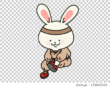 You did it! A rabbit ninja who puts on his own shoes. 139605426