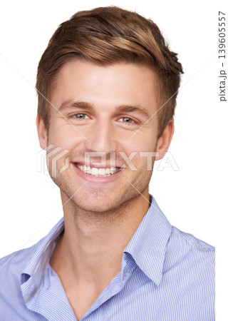 Businessman, portrait or consultant by white background for studio about us, professional or corporate company. Face, smile or happy employee on backdrop for confidence, development or career growth Businessman, portrait or consultant by white background for studio about us, professional or corporate company. Face, smile or happy employee on backdrop for confidence, development or career growth 139605557