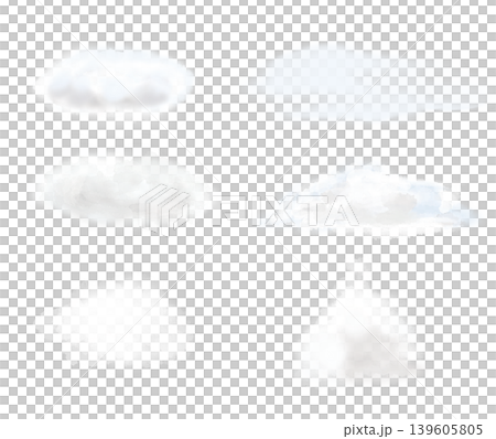 ふわり空に溶ける、水彩手描き雲イラスト素材セット 139605805