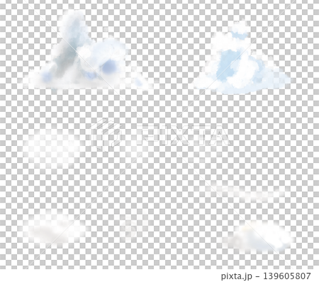 一組水彩風格的雲朵插圖，營造出一種柔和的氛圍。 139605807