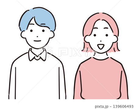 笑顔&私服の若い男女(上半身) 笑顔&私服の若い男女(上半身) 139606493