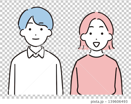 笑顔&私服の若い男女(上半身) 笑顔&私服の若い男女(上半身) 139606493