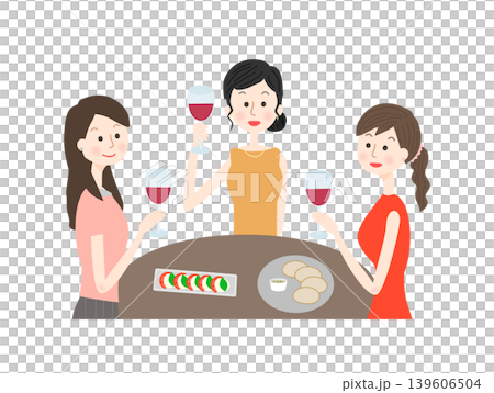 Women enjoying red wine Women enjoying red wine 139606504