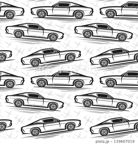 Vector Muscle Car seamless pattern 139607019