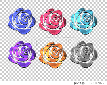 A set of hand-drawn illustrations of crystal roses. A set of hand-drawn illustrations of crystal roses. 139607027