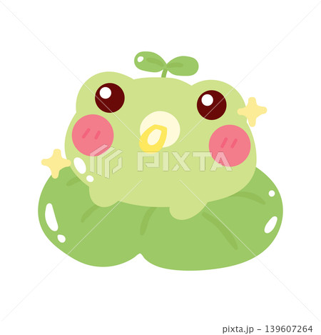 Cute baby frog with pacifier on lily pad Cute baby frog with pacifier on lily pad 139607264