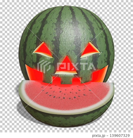 Watermelon Jack-o'-lantern - biting into it while laughing Watermelon Jack-o'-lantern - biting into it while laughing 139607329