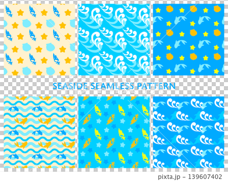 Seamless pattern set with a coastal theme Seamless pattern set with a coastal theme 139607402
