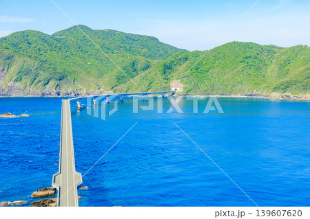 初夏の鳥ノ巣山展望所から見た甑大橋 鹿児島県薩摩川内市 初夏の鳥ノ巣山展望所から見た甑大橋 鹿児島県薩摩川内市 139607620