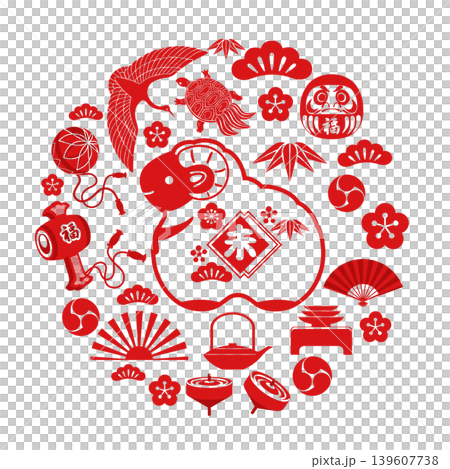 Japanese-style New Year's symbols for the Year of the Sheep Japanese-style New Year's symbols for the Year of the Sheep 139607738