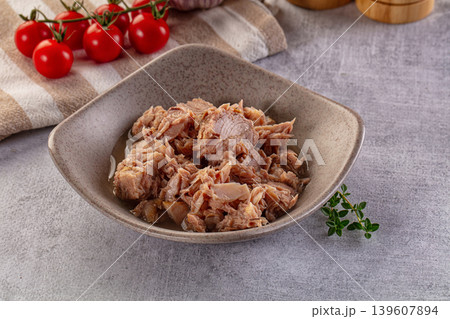 Canned tuna fillet for salad Canned tuna fillet for salad 139607894