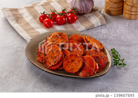 Tasty baked sweet potatoes with spices 139607895