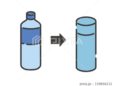 ペットボトルの代わりに水筒を使うイラスト 139608212