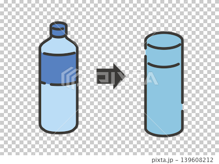 ペットボトルの代わりに水筒を使うイラスト 139608212