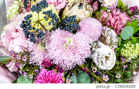 Bouquet of fresh delicate flowers on a white background gift Bouquet of fresh delicate flowers on a white background gift 139608889