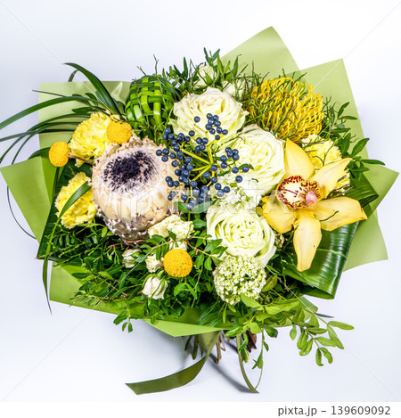 Bouquet of fresh delicate flowers on a white background gift Bouquet of fresh delicate flowers on a white background gift 139609092