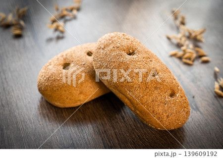 Fresh pastries buns wicker basket rustic style bakery Fresh pastries buns wicker basket rustic style bakery 139609192