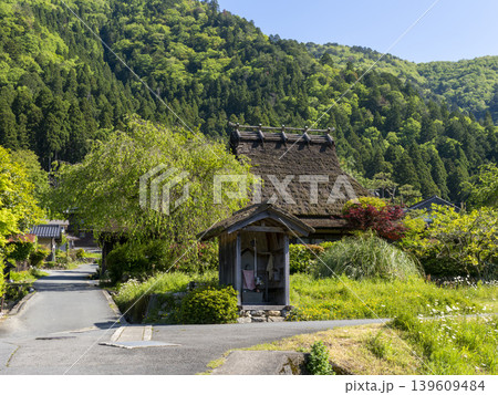 新緑に覆われた美山かやぶきの里の風景 139609484