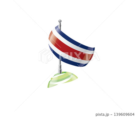 Highly detailed of waving Costa Rica flag with metallic pole and subtle shadow effects for print Highly detailed of waving Costa Rica flag with metallic pole and subtle shadow effects for print 139609604