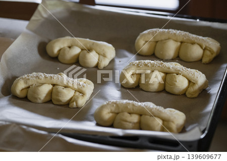 Prepared Dough Rolls Ready for Oven Prepared Dough Rolls Ready for Oven 139609677