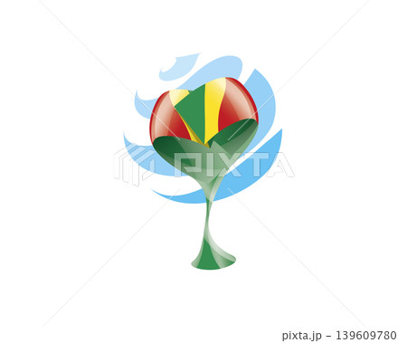 Floral emblem of the Congo flag in the form of a heart Floral emblem of the Congo flag in the form of a heart 139609780