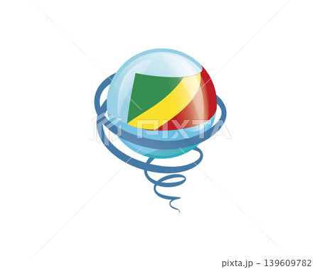 Stylish international icon showcasing Congo flag within reflective globe design Stylish international icon showcasing Congo flag within reflective globe design 139609782