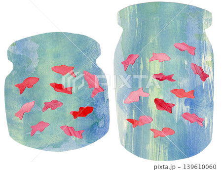 金魚鉢の赤い金魚 139610060